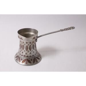 Pewter Brass Vintage Decorated Carved Turkish Coffee Pot Copper Ibrik ~ 260209-